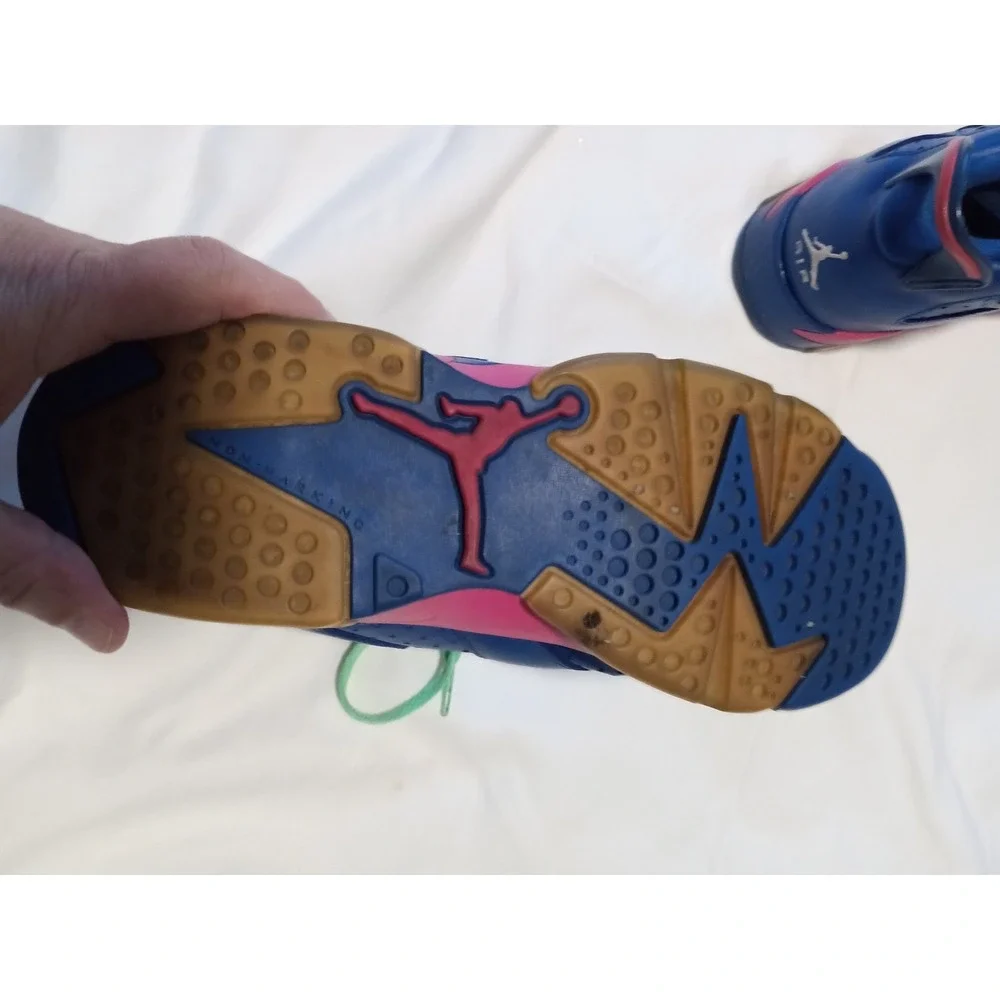 Air Jordan 6 Retro GS Seahawks Deep‎ Royal Blue Green Pink 543390-439 Size 6.5Y